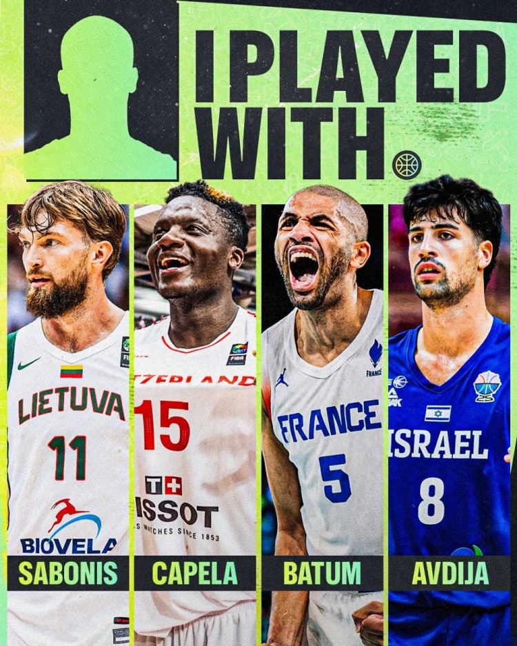 FIBA晒图发问：与小萨、卡佩拉、巴图姆、阿夫迪亚都做过队友的是威少