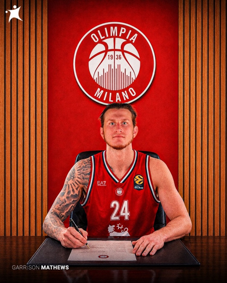 前NBA侧翼马修斯1+1合同加盟米兰奥林匹亚
